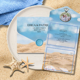 Invitación Todo En Uno Boda de destino de fotos de playa todo en uno