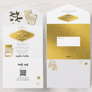 Invitación Todo En Uno Boda de destino de Las Vegas: Lucky in Love