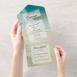 Invitación Todo En Uno Boda de destino de playa tropical