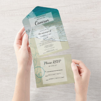 Invitación Todo En Uno Boda de destino de playa tropical