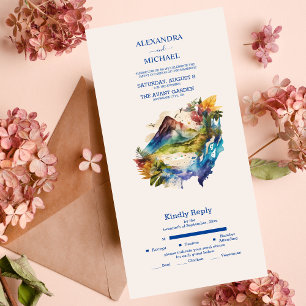 Invitación Todo En Uno Boda de destino en Costa Rica con acuarela