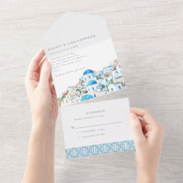 Invitación Todo En Uno Boda de destino mediterráneo