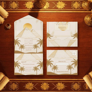 Invitación Todo En Uno Boda de destino pirámides de Giza antiguo Egipto