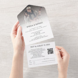 Invitación Todo En Uno Boda de dirección de destinatario de script QR de