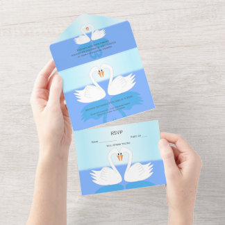 Invitación Todo En Uno Boda de diseño de Swans