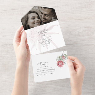 Invitación Todo En Uno Boda de dos fotos de la floral australiana Hello