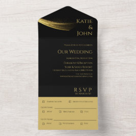 Invitación Todo En Uno Boda de elegancia dorada