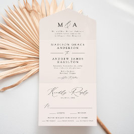 Invitación Todo En Uno Boda de Elegancia Moderna Cream