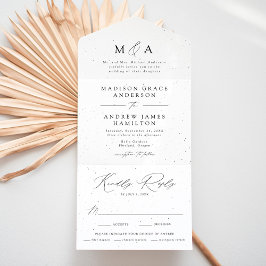 Invitación Todo En Uno Boda de Elegancia Moderna Específico Blanco y Negr