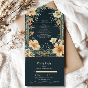 Invitación Todo En Uno Boda de Elegancia Real Victoriana 