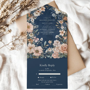 Invitación Todo En Uno Boda de Elegancia Victoriana Real Elegante