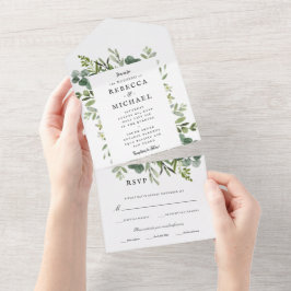 Invitación Todo En Uno Boda de Elegante Vegetación