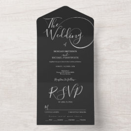 Invitación Todo En Uno boda de escritura moderna minimalista de tipografí