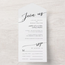 Invitación Todo En Uno Boda de escritura romántica minimalista moderna