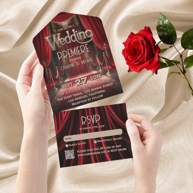 Invitación Todo En Uno Boda de estreno de alfombra roja de Hollywood (Subido por el creador)