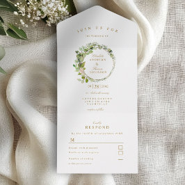 Invitación Todo En Uno Boda de eucalipto moderno y elegante