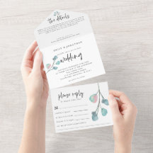 Boda de Eucalipto rosado Verde azulado moderno