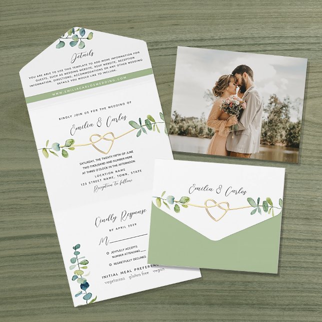 Invitación Todo En Uno Boda de Eucalipto Verde Salvia (Subido por el creador)