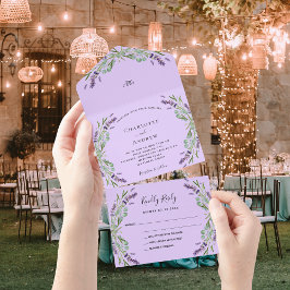 Invitación Todo En Uno Boda de eucalipto violeta de Lavender