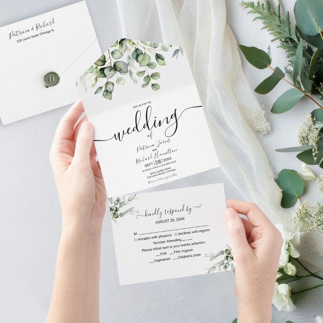 Invitación Todo En Uno Boda de Eucalyptus Greenery (Subido por el creador)