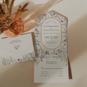 Invitación Todo En Uno Boda de Fern Beige