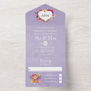Invitación Todo En Uno Boda de fiesta floral mexicana con acuarela