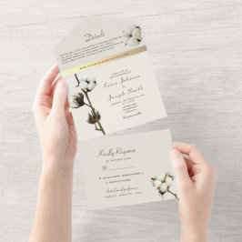 Invitación Todo En Uno Boda de Flores de Algodón