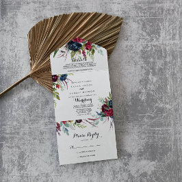 Invitación Todo En Uno Boda de flores de Boho de lujo y capricho