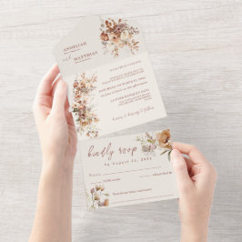 Invitación Todo En Uno Boda de Flores de Campo Simple Romántica