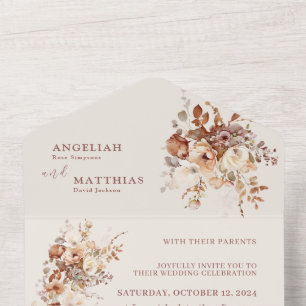 Invitación Todo En Uno Boda de Flores de Campo Simple Romántica