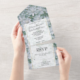 Invitación Todo En Uno Boda de Flores de Lotus blancas
