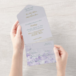 Invitación Todo En Uno Boda de flores de primavera violeta todo en uno
