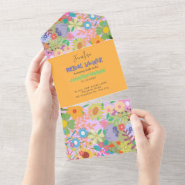 Invitación Todo En Uno Boda de flores ducha de novia