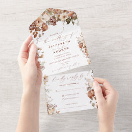 Invitación Todo En Uno Boda de Flores Rustic Boho Garden