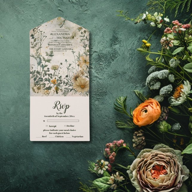Invitación Todo En Uno Boda de flores silvestres de otoño boho (Subido por el creador)