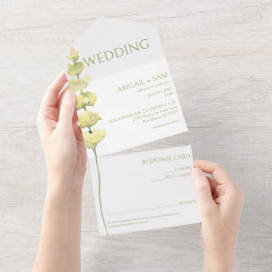 Invitación Todo En Uno Boda de flores silvestres de primavera amarilla