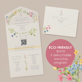 Invitación Todo En Uno Boda de flores silvestres ecológicas