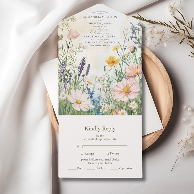 Invitación Todo En Uno Boda de flores silvestres modernas (Subido por el creador)