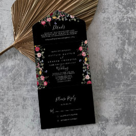 Invitación Todo En Uno Boda de flores silvestres multicolor de jardín