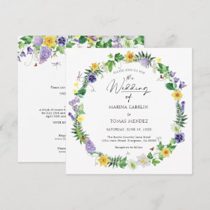 Invitación Todo en uno   Boda de flores silvestres rusas acuá