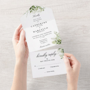 Invitación Todo En Uno Boda de Floristería Botánica