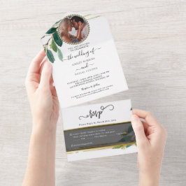 Invitación Todo En Uno Boda de follaje mínimo