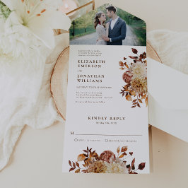 Invitación Todo En Uno Boda de Foto de Otoño