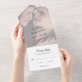 Invitación Todo En Uno Boda de Foto Elegante Vellum Falso Moderno