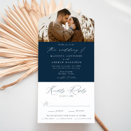 Invitación Todo En Uno Boda de Foto Marina Elegante Moderna