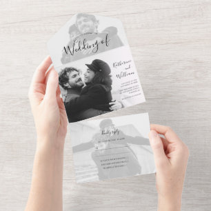 Invitación Todo En Uno Boda de Foto Moderna