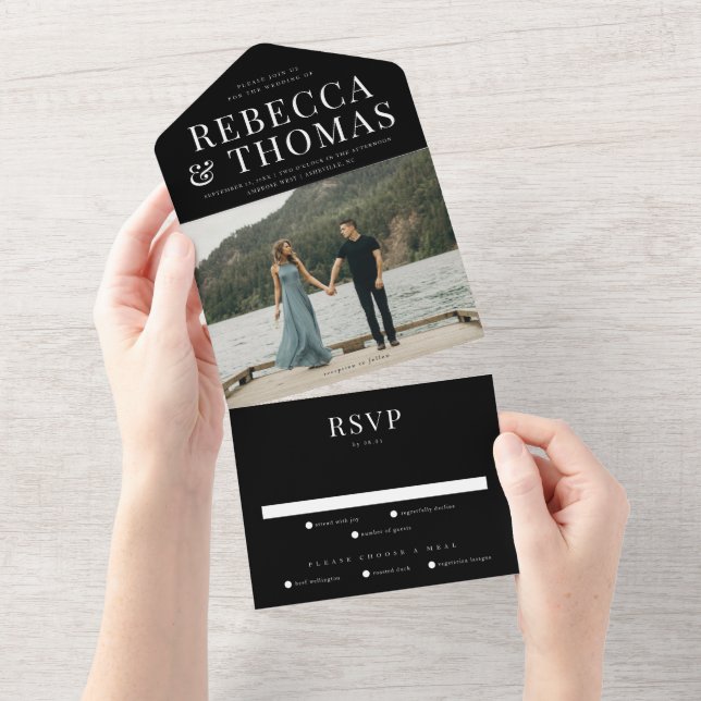 Invitación Todo En Uno Boda de Foto Moderna  (desgarro)