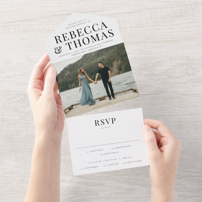 Invitación Todo En Uno Boda de Foto Moderna (desgarro)