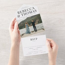 Invitación Todo En Uno Boda de Foto Moderna