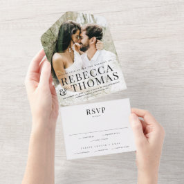 Invitación Todo En Uno Boda de Foto Moderna
